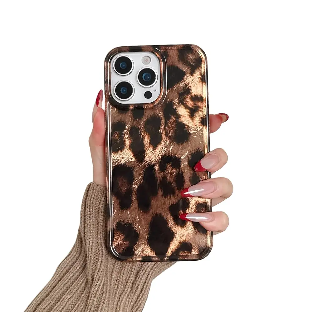 

for iPhone 17 Pro Glitter Leopard Print Phone Case, Sparkly Cheetah Animal Pattern Clear Soft TPU Shockproof Protective Cover