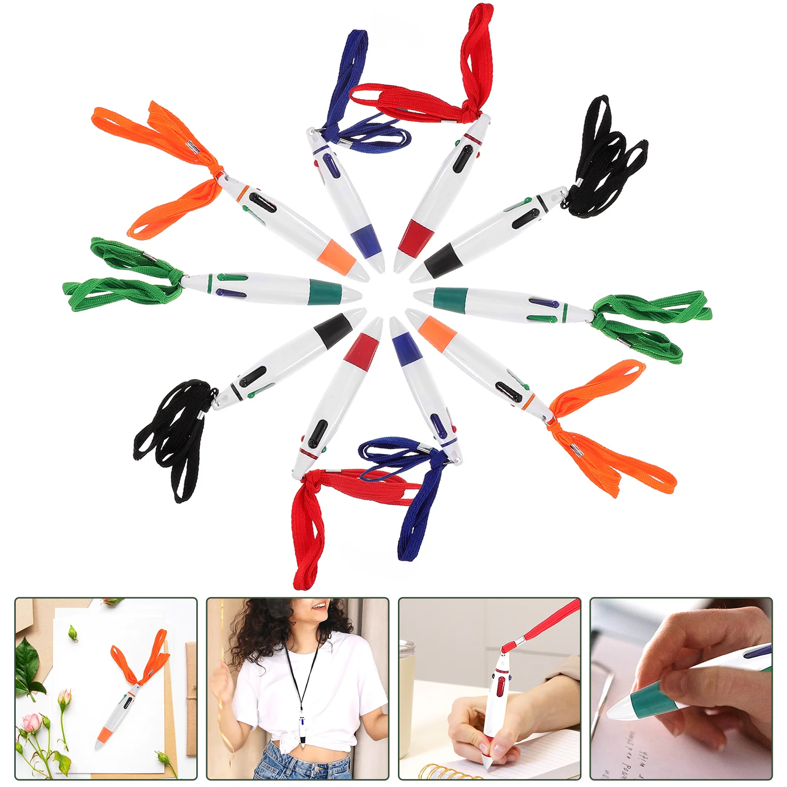 10 Pcs Lanyard Pen Bookmark Blank Hover Kids Multicolor Pens for School Fancy Colorful Multifunction