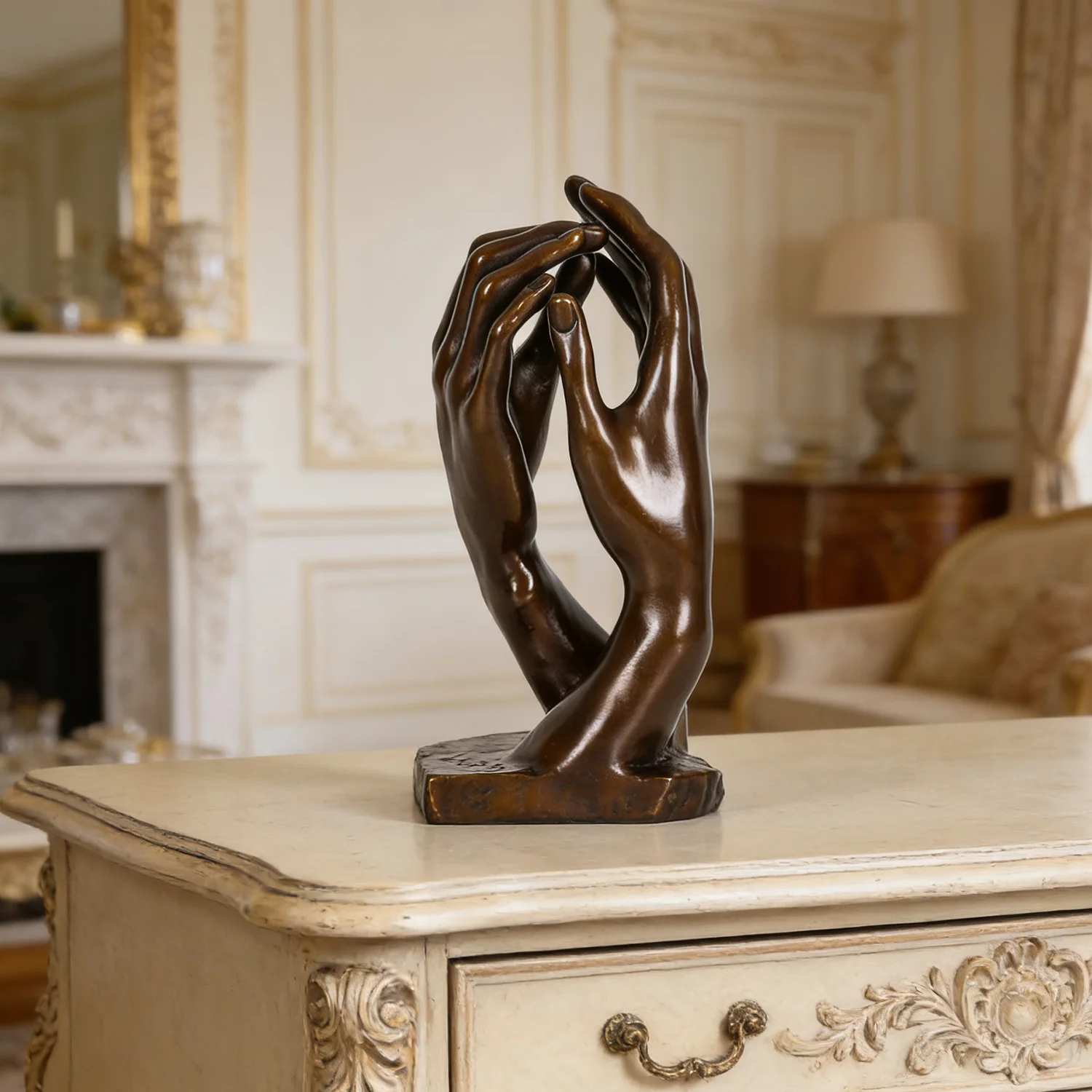 Bronze The Cathedral Hands Statue by Rodin Replica Famous Sculpture Figurine Home Decoration Gorgeous Gift
