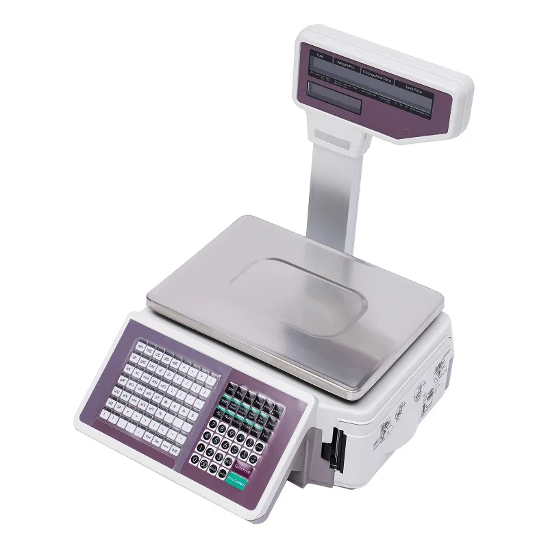 66.13lbs Label Printing Scale Retail Shop Electronic Barcode Label Digital Weighing Scale Vegetable Fruit Weighing Cash Register