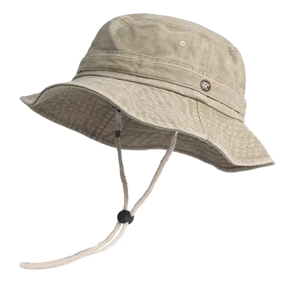 

Portable Washed Cotton Bucket Hat Anti-UV Sun Protection Fisherman Cap Casual Retro Cowboy Hat Outdoor