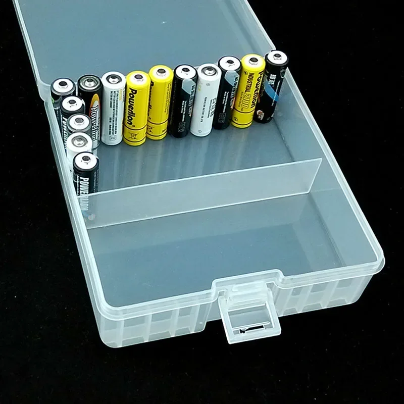 1PCS Portable Battery Holder Organizer for 100pcs AA Batteries 14500 Battery Case Cover Holder Storage Box Plastic Transparent