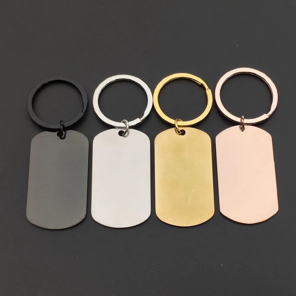 Customized Name Stainless Steel Keychain Military Brand Metal Pet Dog Tag Keyring Laser Carving Pendant Car Key Ring Chain Gift