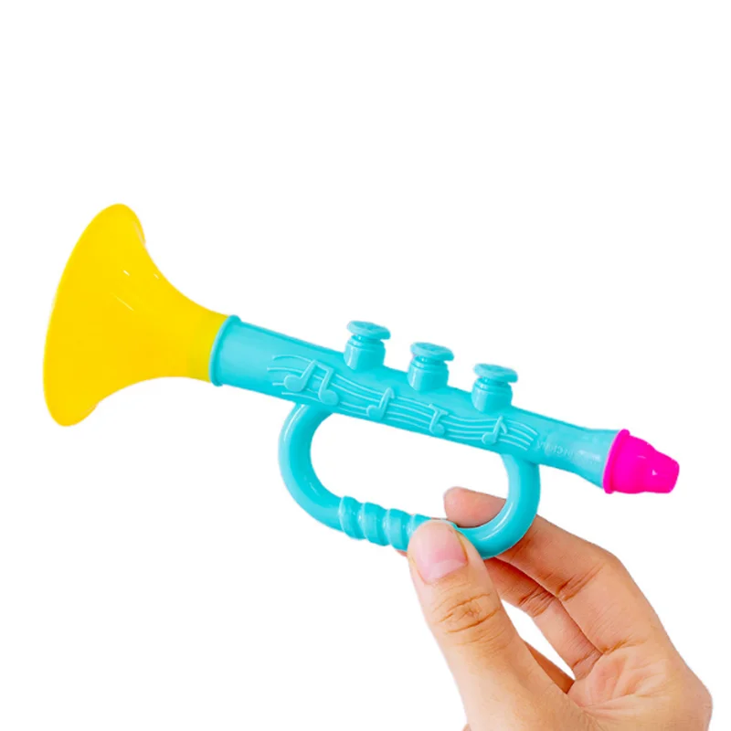 2Pcs New children's wind instrument trumpet toy color plastic small trumpet toys