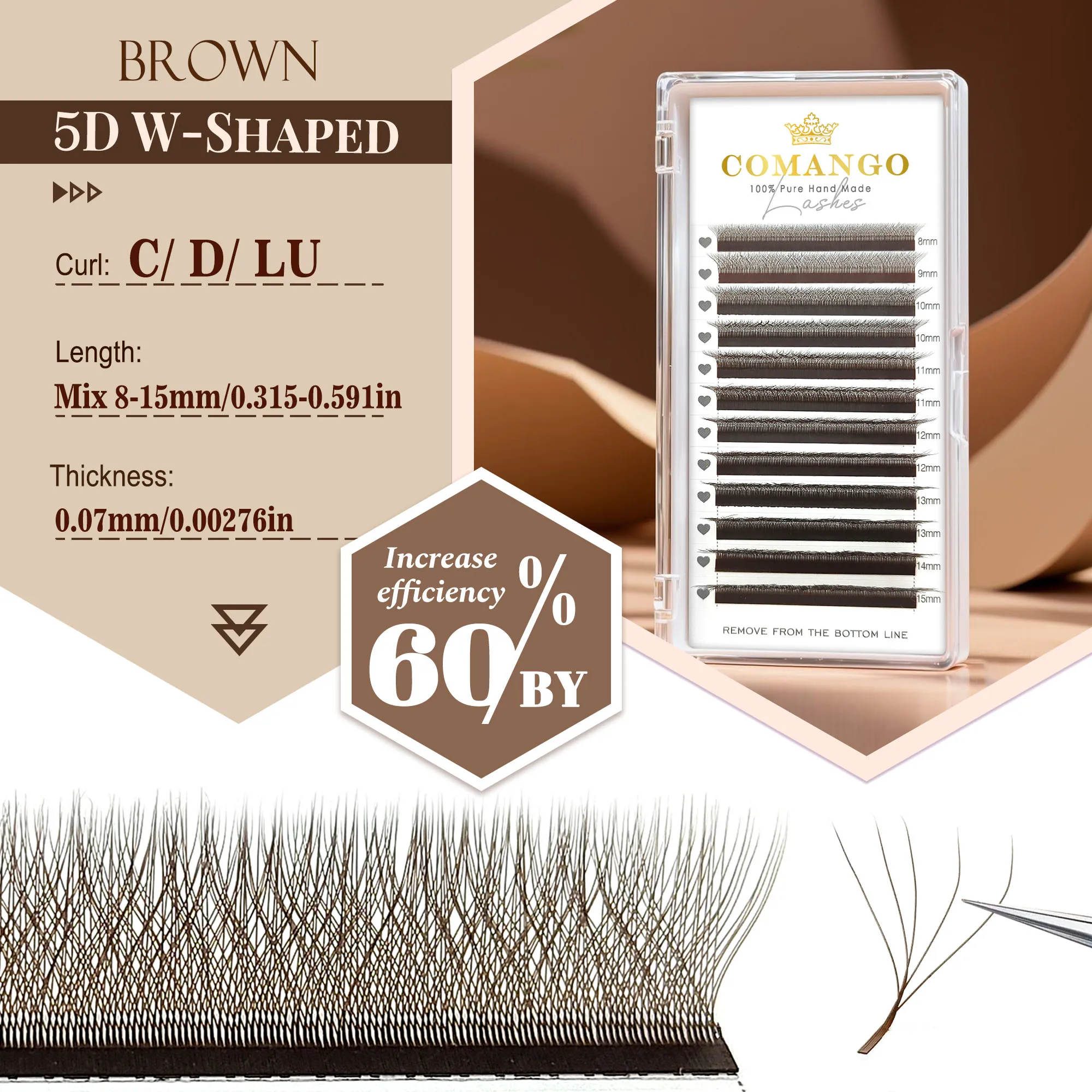 CoMango W geformt 3D 4D 5D automatisch blühende braun vorgefertigte Fans falsche Wimpern Erweiterungen Kosmetik