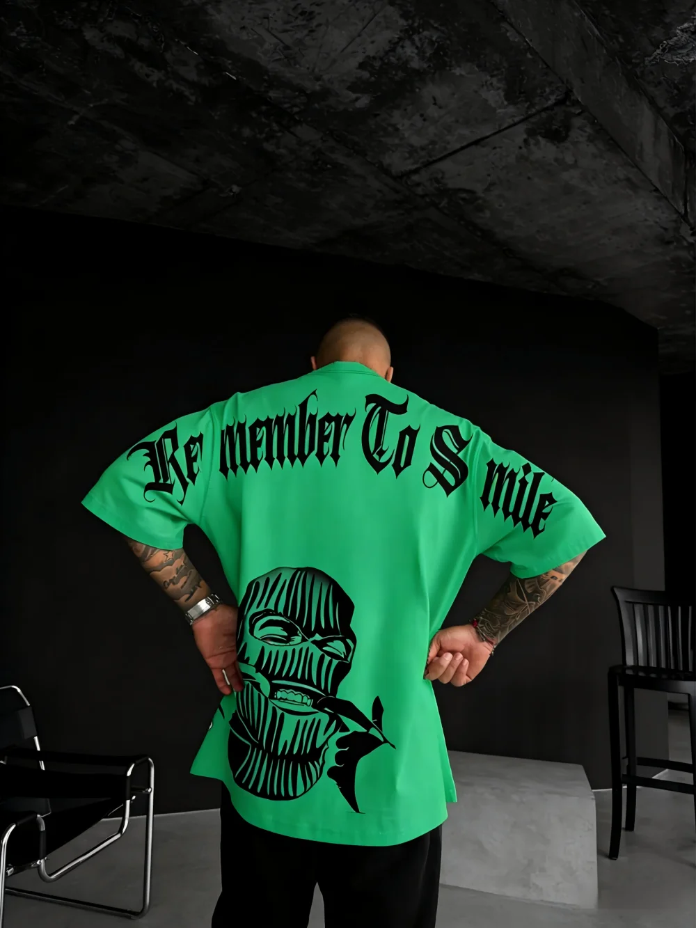 Europäisches und amerikanisches Herren-Sommer-T-Shirt mit Gothic-Buchstaben- und Figurendruck, bequem und atmungsaktiv, Rundhalsausschnitt, Outdoor-Street-Top – Detail 5
