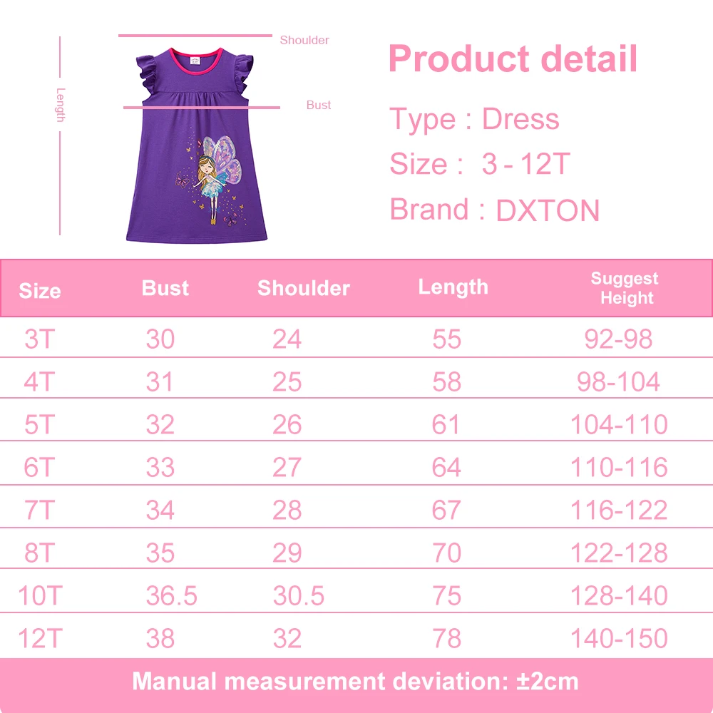 DXTON Summer Casual Dresses For Girls Flying Sleeve Toddler Girls Dress Sequin Butterfly Princess Dress Children Costumes 3-12Y