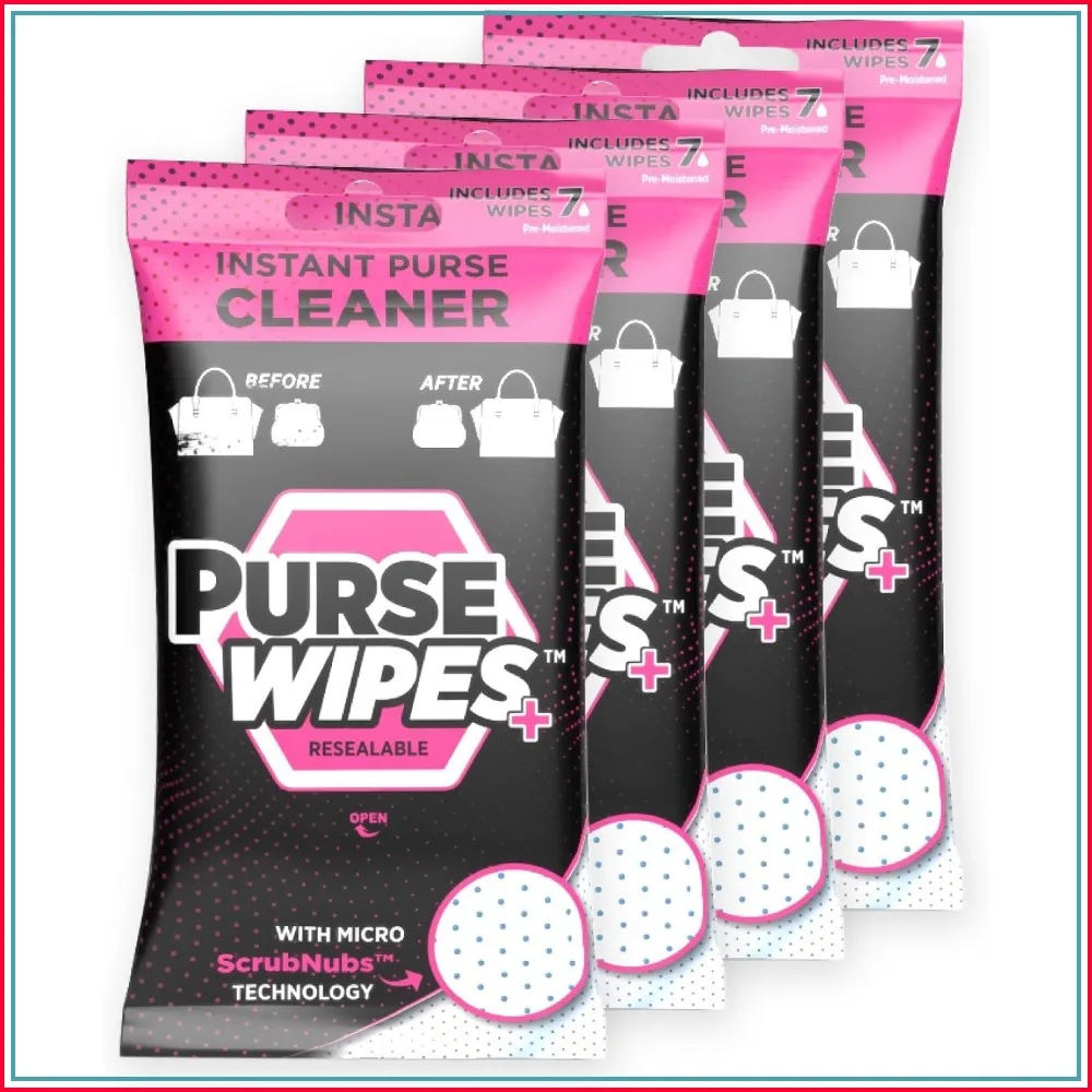 Portable Leather Wipes for Bags, Purses, Backpacks - Dirt & Scuff Remover, 28 Wipes