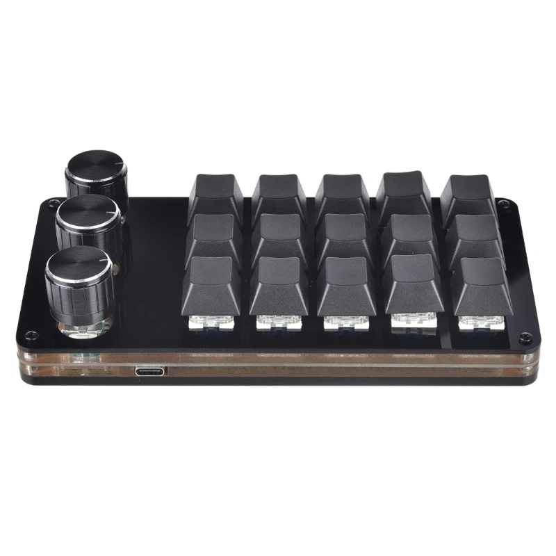 

15-клавишная макропрограммируемая клавиатура, мини-механическая игровая макроклавиатура, 3 ручки