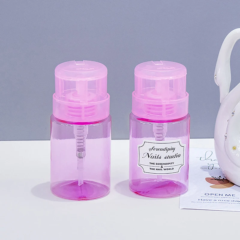 Pusta butelka z pompką do płynu do czyszczenia lakieru hybrydowego UV, do usuwania lakieru, do zdobienia paznokci.