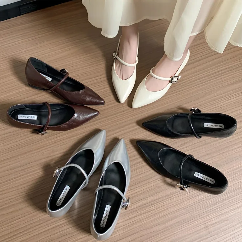 

2025 High Quality Women's Increased Internal Pumps Pointed Toe Buckle Strap Shoes Women Korean Style Soft Bottom Increased 5cm