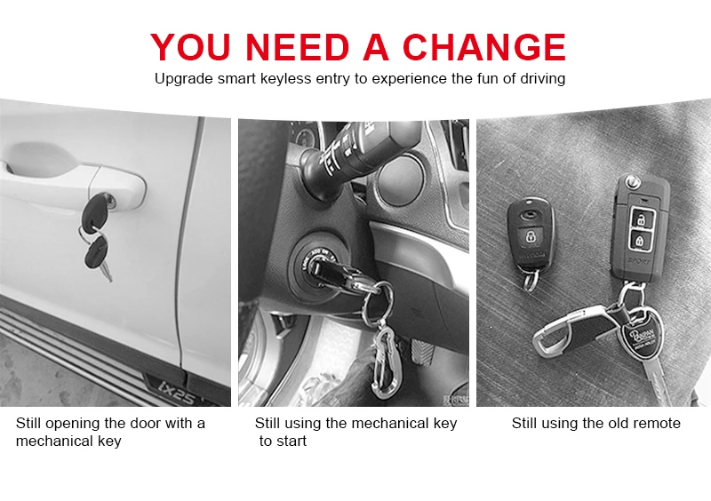 Picture 6: 2026 SPY  Universal Car Alarm Push Button Security Remote Start Engine Entry Systems Car Keyless Alarms Immobilizer 1500m alarm