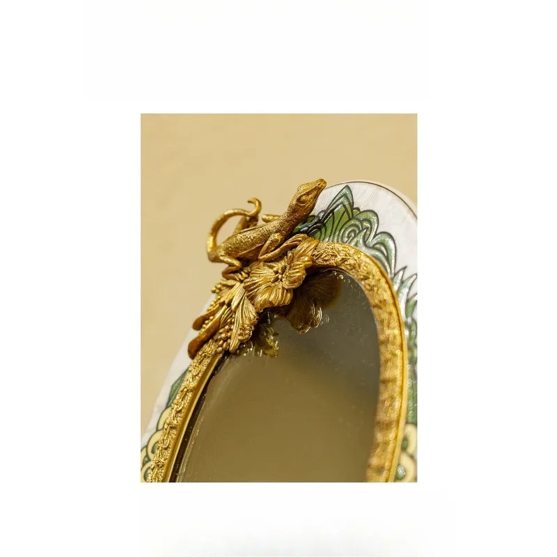 Makeup mirror desktop bedroom dresser mirror vintage light luxury portable decorative mirror ornament