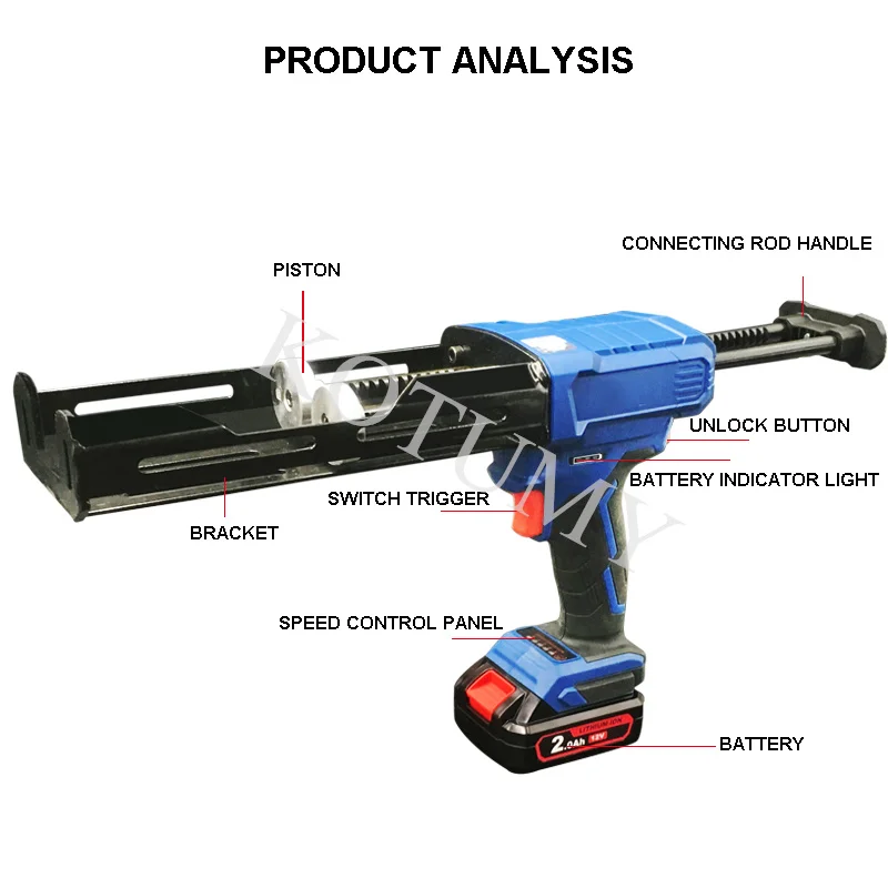 Elektrisch Kitpistool Cement Glas Zelfklevende Applicator Gereedschap Dubbele Buis Draadloze Lijmpistool Afdichting Machine Voortstuwing Met Batterij