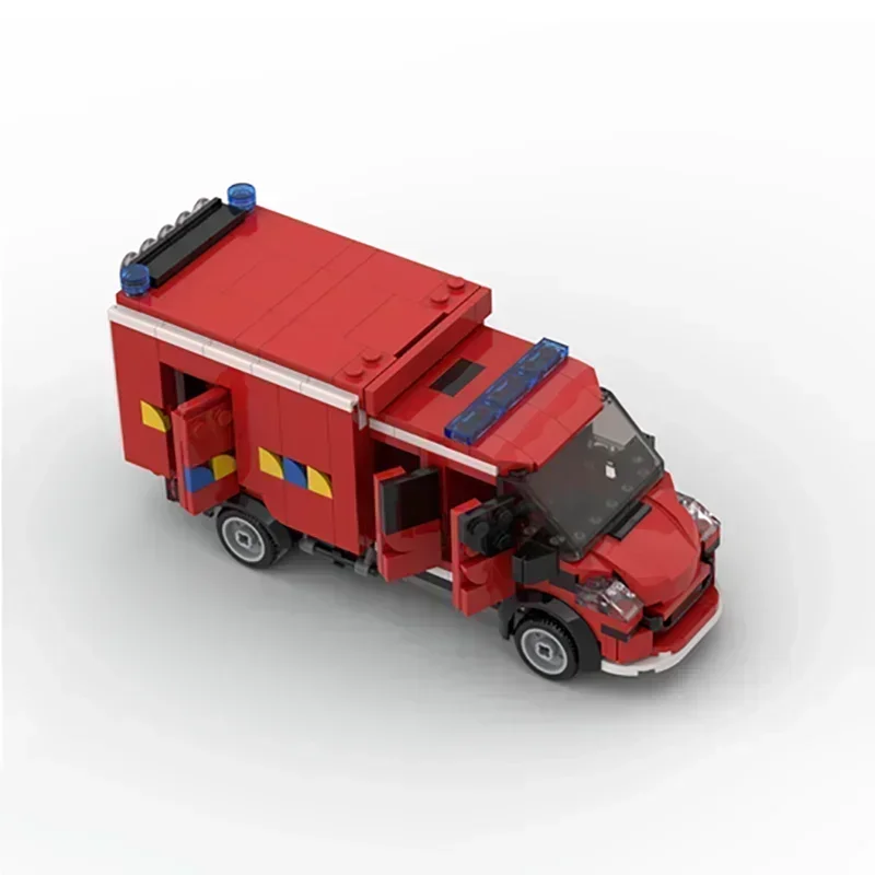 Modelo de carro urbano moc tijolos de construção belga iveco caminhão de bombeiros tecnologia blocos modulares presentes brinquedos de natal conjuntos diy montagem