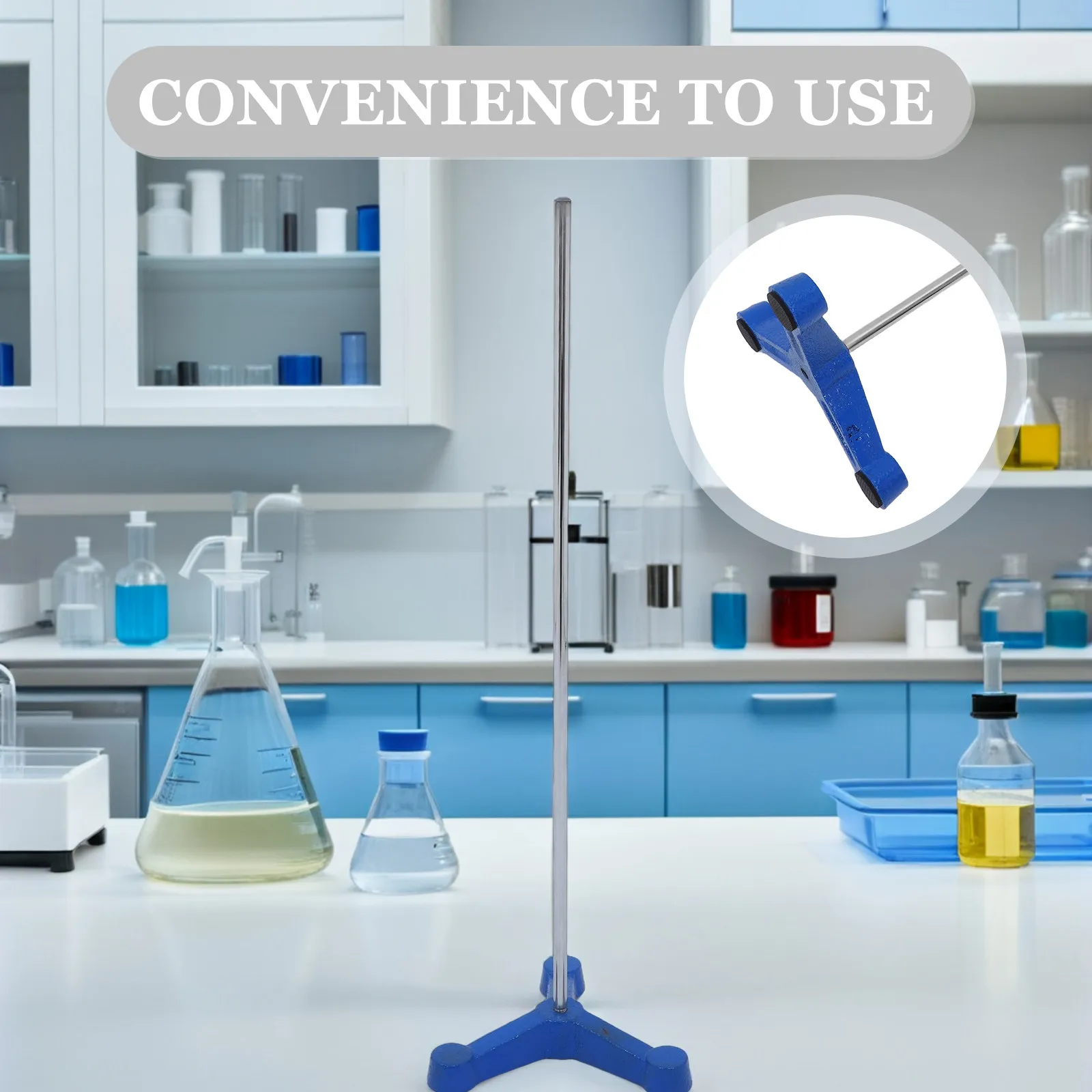 Laboratory Metal Retort Base Stand 110Mm Long Rod Triangular Tripod Stable Equipment Chemistry Tripod Glassware - view 4