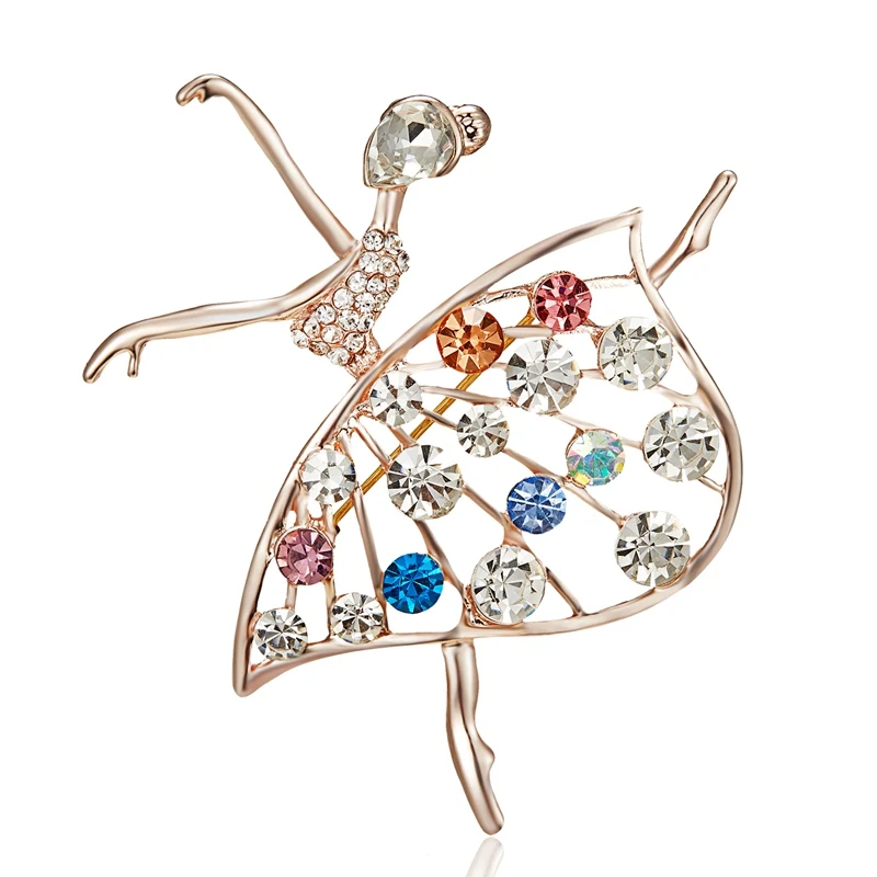 Dance Girls Ballet Dancing Brooches For Women Artistic Gymnastics Shining Crystal Zircon Brooch Pins Dress Coat Wedding Jewelry