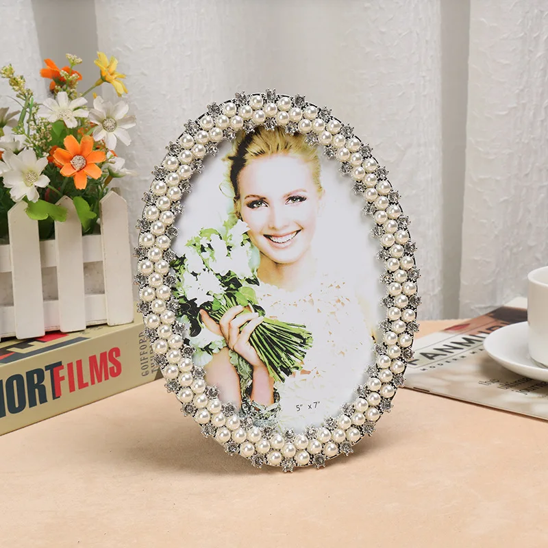 European Simple Fashion Pearl Metal Photo Frame Home Decoration Pieces
