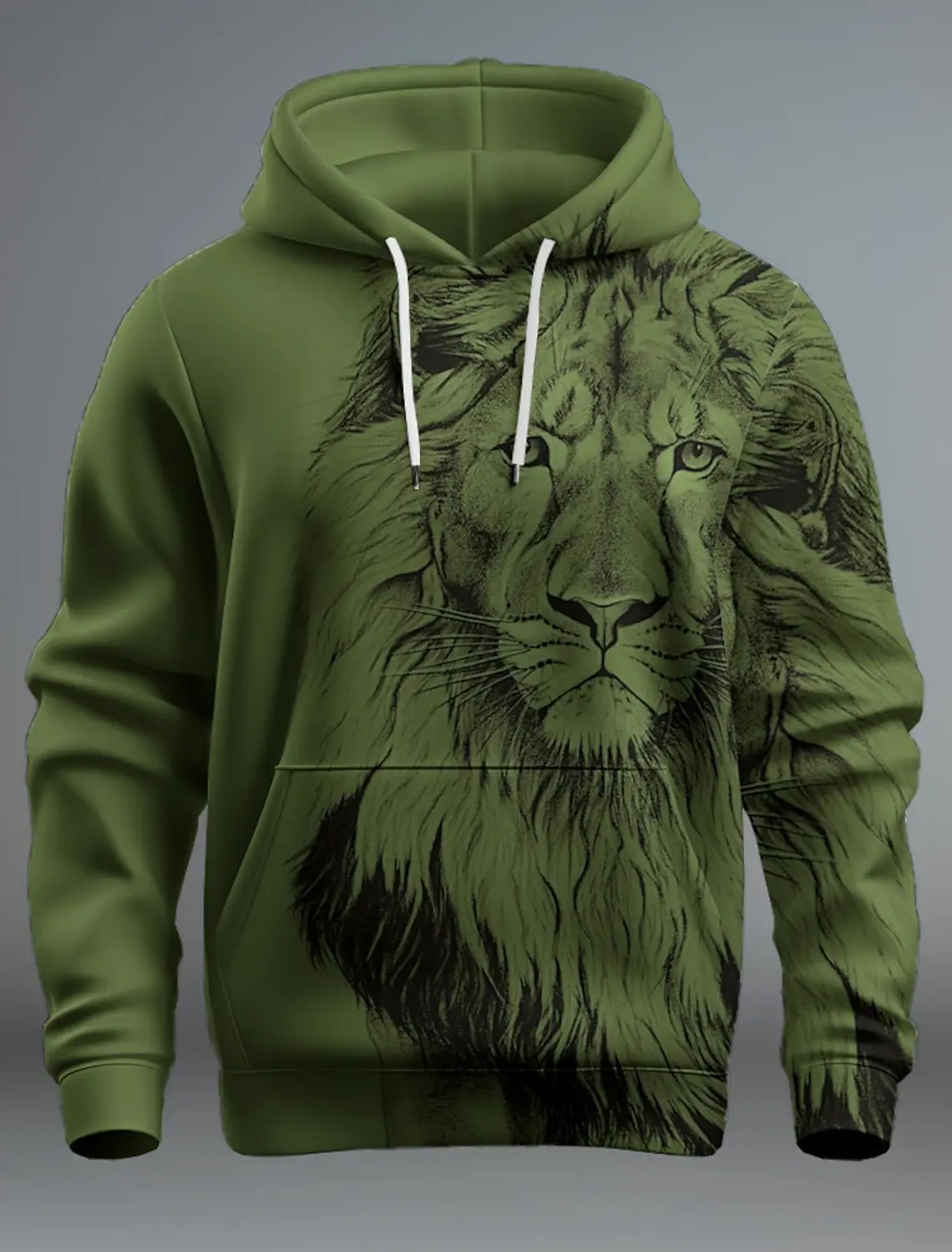 New Graphic Lion Men\'s Fashion 3D Print Hoodie Streetwear Hoodies Long Sleeve Hooded Front Pocket Spring Sweatshirt