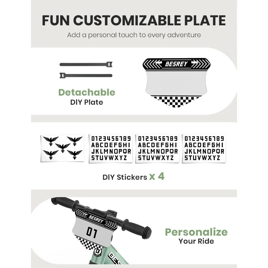 จักรยานทรงตัวสำหรับเด็กวัยเตาะแตะ อายุ 2 ปี: โครงโลหะทั้งหมดและล้อขนาด 12 นิ้วแบบมีไฟในตัว พร้อมเบาะนั่งปรับระดับได้ แผ่นรองแบบกำหนดเอง แถมฟรี 4 ชิ้น