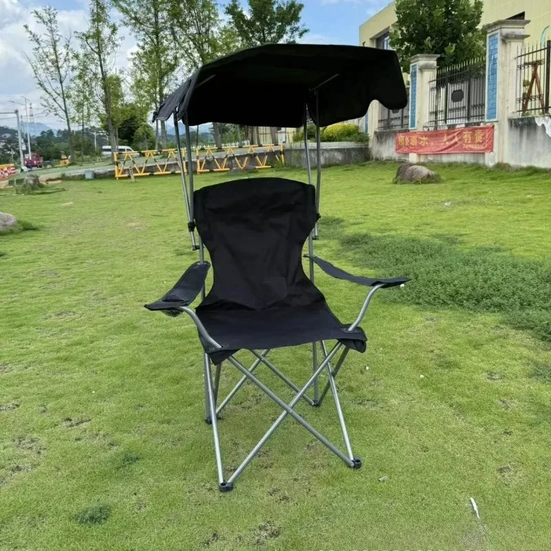 Outdoor Foldable Sunshade Recliner Portable Fishing Beach Camping Chair with Canopy for Lunch Break Art Sketching Rest Use