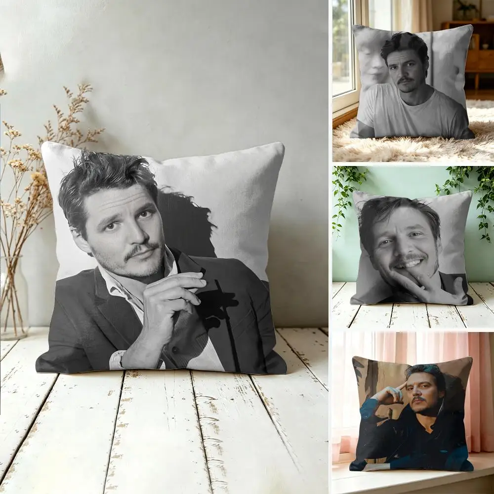 Movie Actor P-Pedro P-Pascal Cushion Cover Square Pillow Bedroom Sofa Leisure Comfort Living Room Home Decoration 40X40