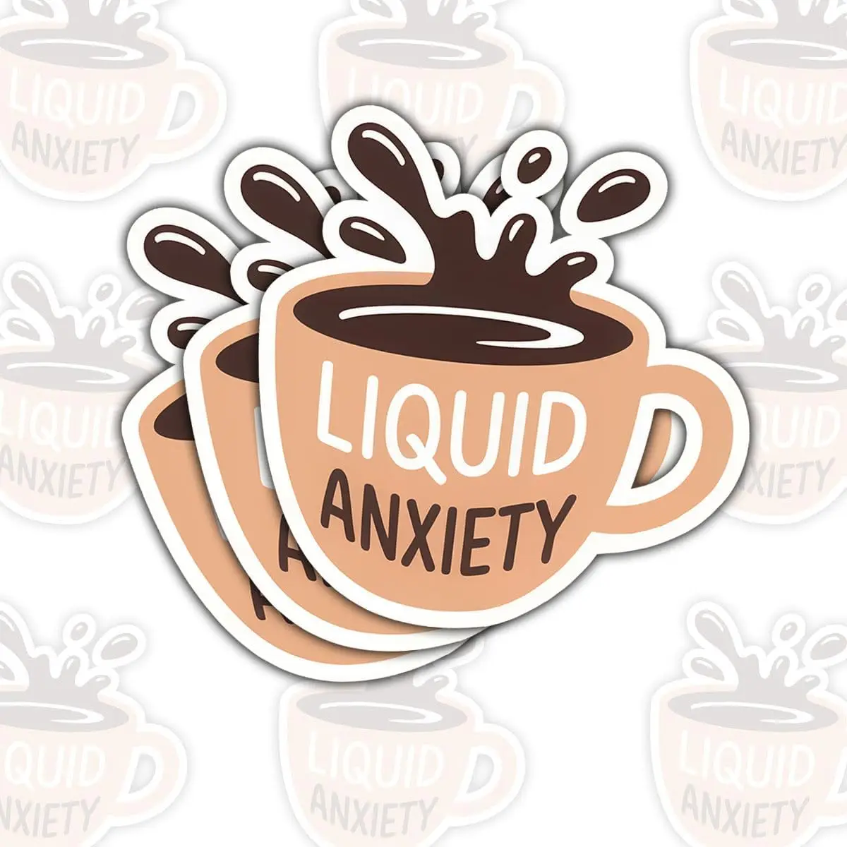 

3PCS Liquid Anxiety Coffee Cup Sticker – Funny Caffeine Quote Vinyl Decal Waterproof