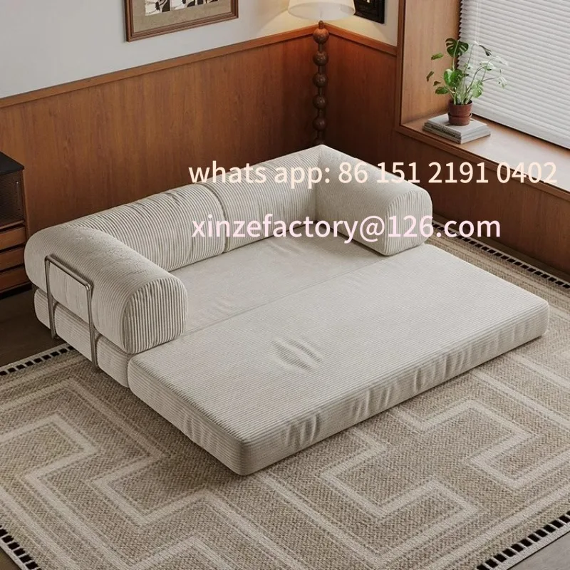 وحدة أريكة قماش عتيقة قابلة للتخصيص، شقة صغيرة، غرفة معيشة، صف مزدوج ثلاثي مستقيم، قابل للطي، ثنائي الغرض