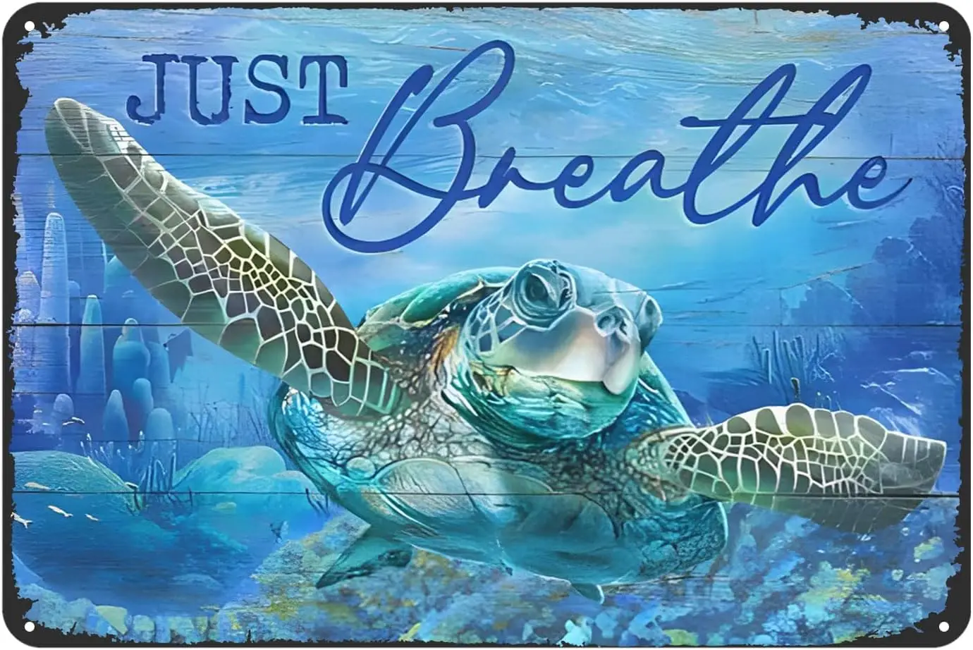 Just Breathe Metal Tin Sign Vintage Sign Coffee and Bar Wall Art Decor Toilet Bathroom