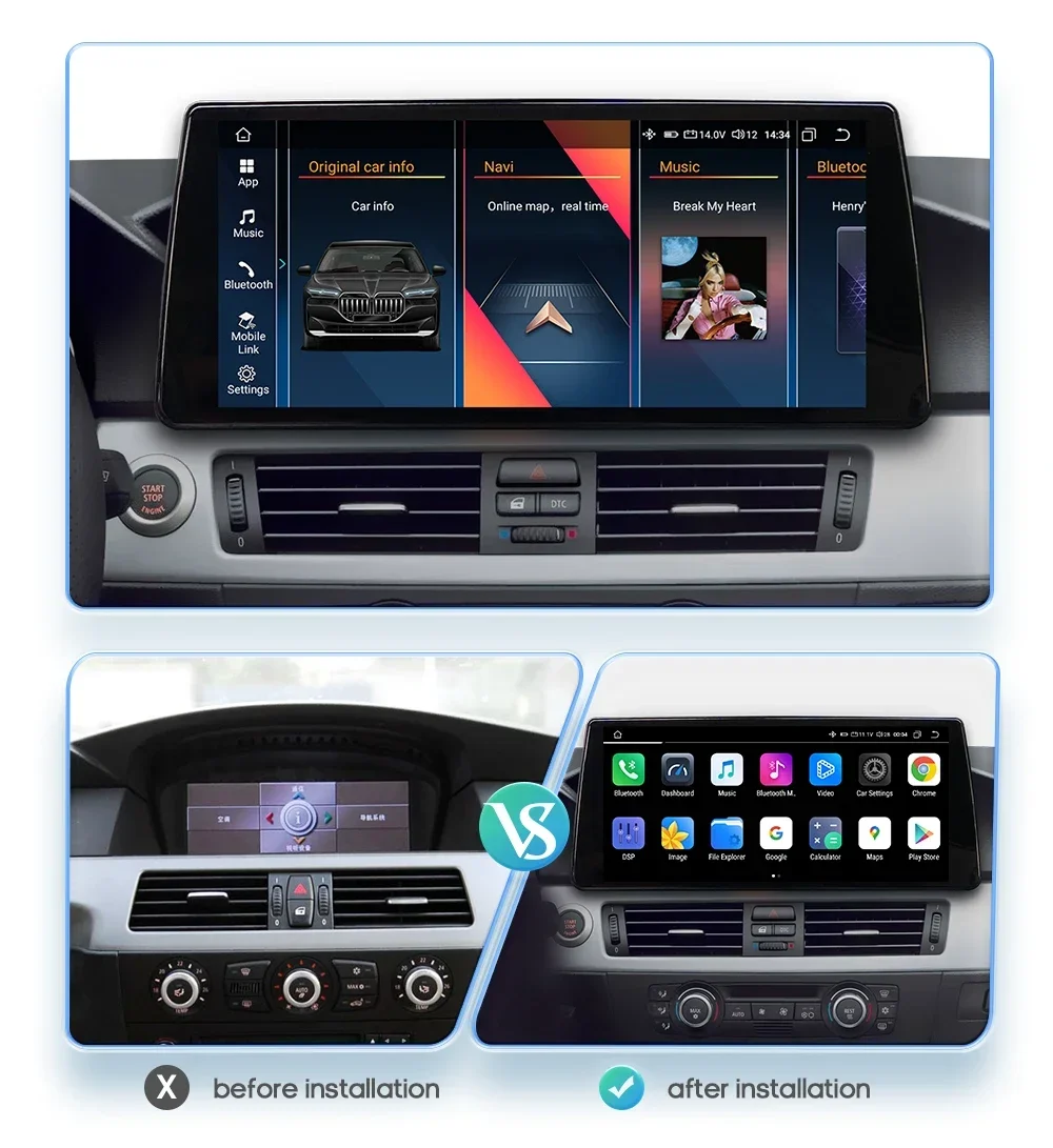 10.33' Android Car Radio For BMW 5 Series E60 E61 E63 E64 E90 E91 E92 E93 CCC CIC Multimedia Video Player Navi GPS Carplay 4G