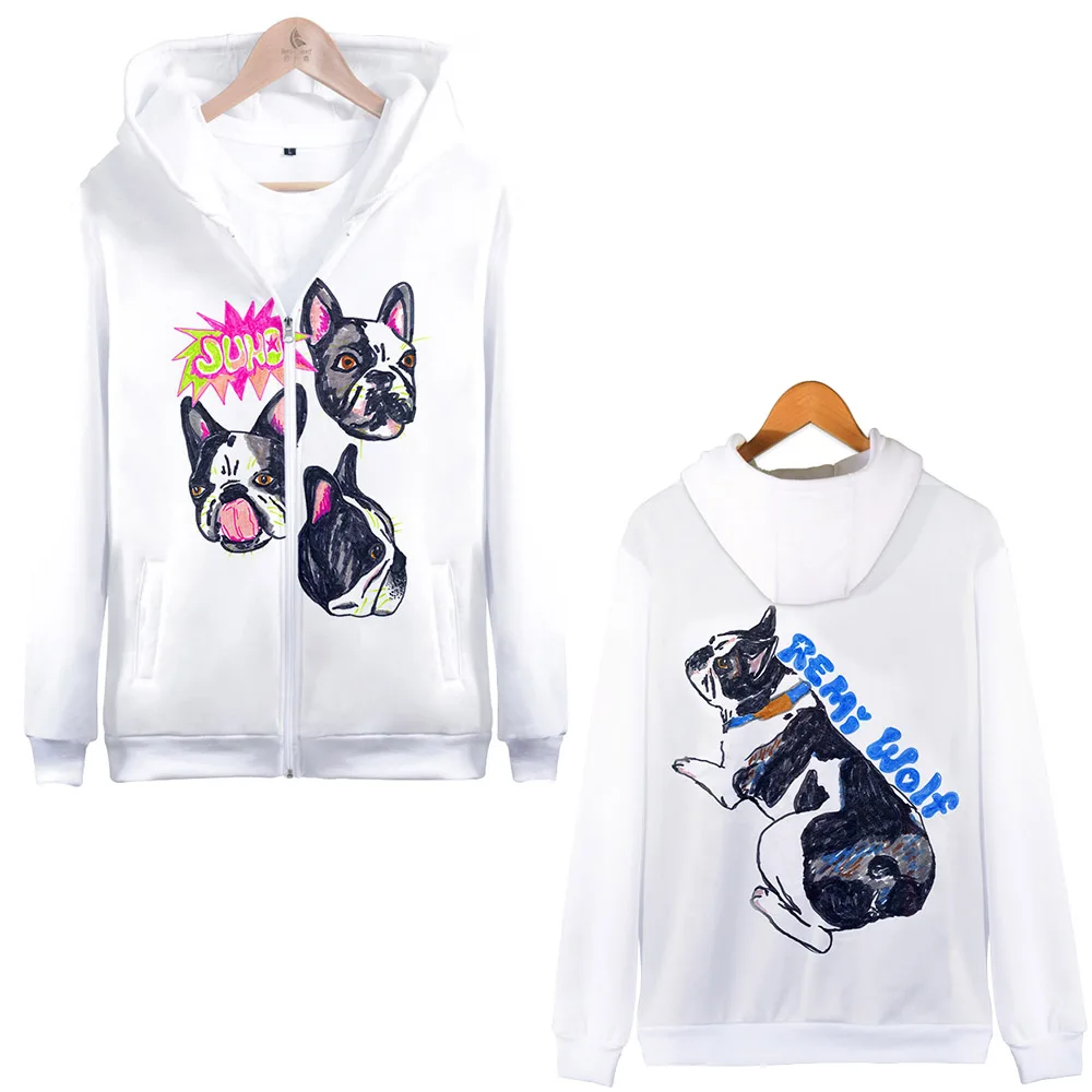 Remi Wolf Merch-Sudadera con capucha y cremallera para hombre y mujer, ropa de calle de manga larga Harajuku, con estampado 3D de estrellas sociales juveniles de los 90, Unisex