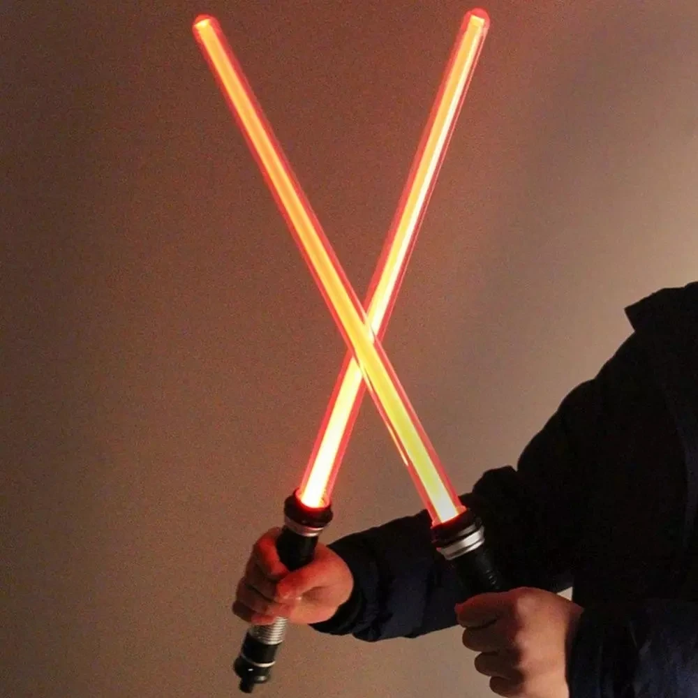 Sabre laser RVB avec épée Darth Vrough, jouets laser clignotants, arc cosplay, double lumière, cadeaux sonores laser, 2 pièces