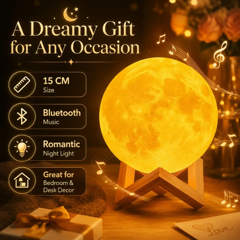 

Bluetooth Music Moonlight 3D Printing Planet Light Creative Gift Starry Night Moon Sphere Special Decorative Light