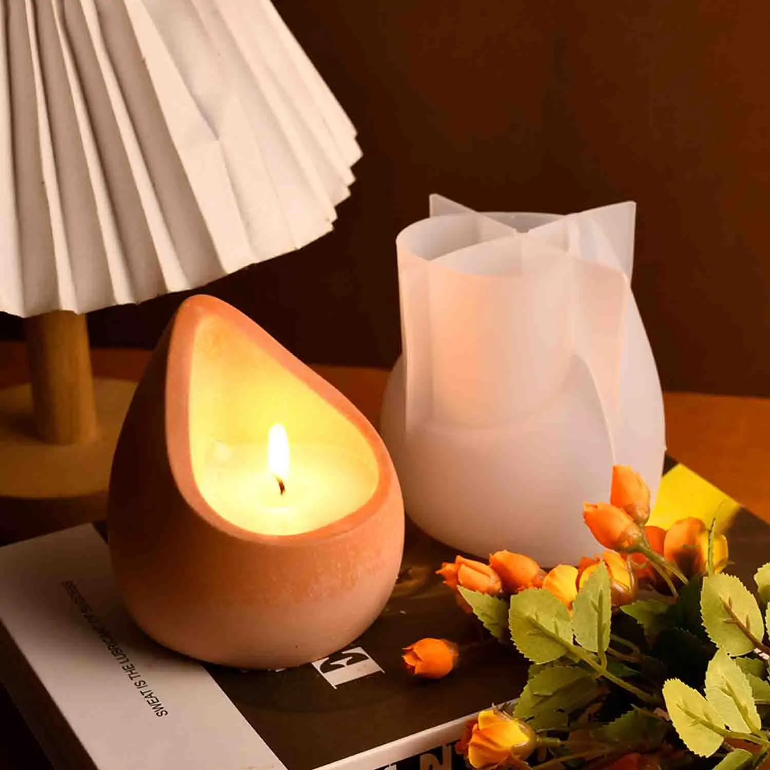 DIY epoxy resin mold water drop aroma candle cup silicone mold plaster candle storage box view 3