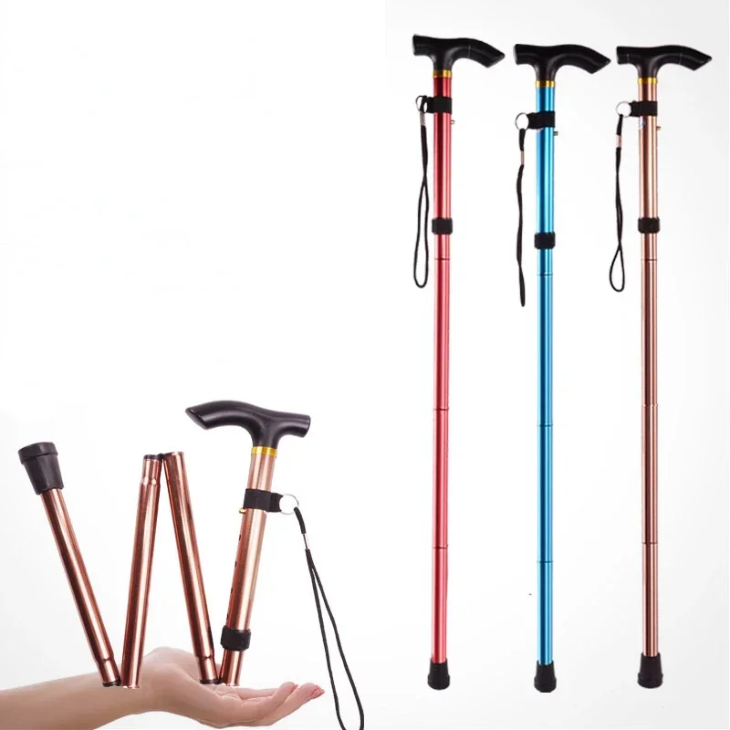 

6061 Aluminum Alloy Folding Telescopic Hiking Cane Anti Slip Section Elderly Cane