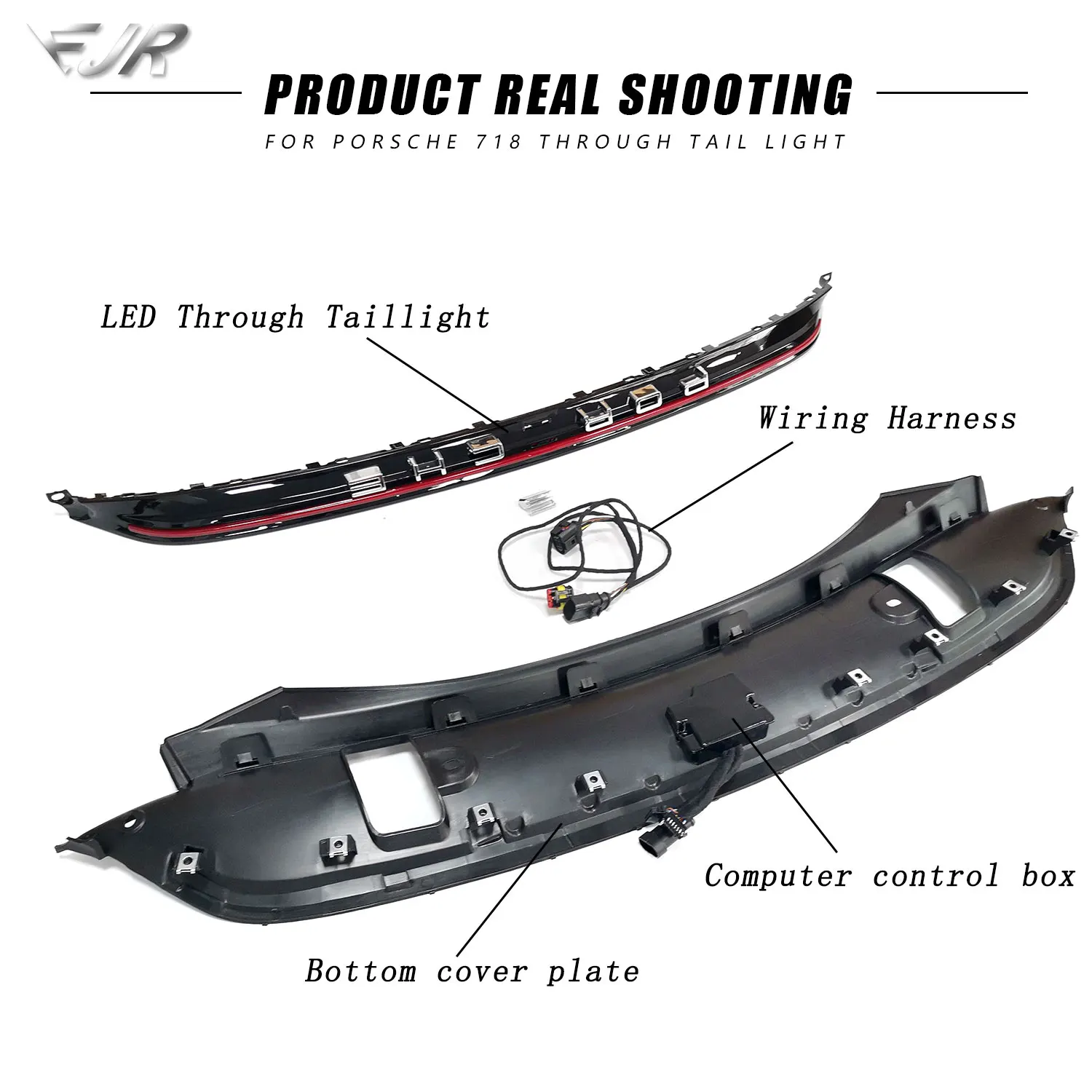 أضواء السيارة EJR لبورشه 718 كايمان بوكستر 2016-2021 تعديل LED من خلال المصابيح الخلفية المتدفقة السيارات شريط المصباح الأوسط ملحق