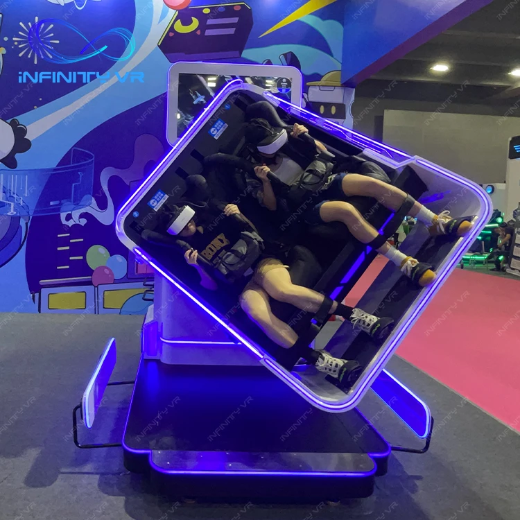 สวนสนุกสนุกง่ายเด็กและผู้ใหญ่ผู้เล่นคู่ 360 องศา VR Rolling Rotation Coaster เกมเครื่อง