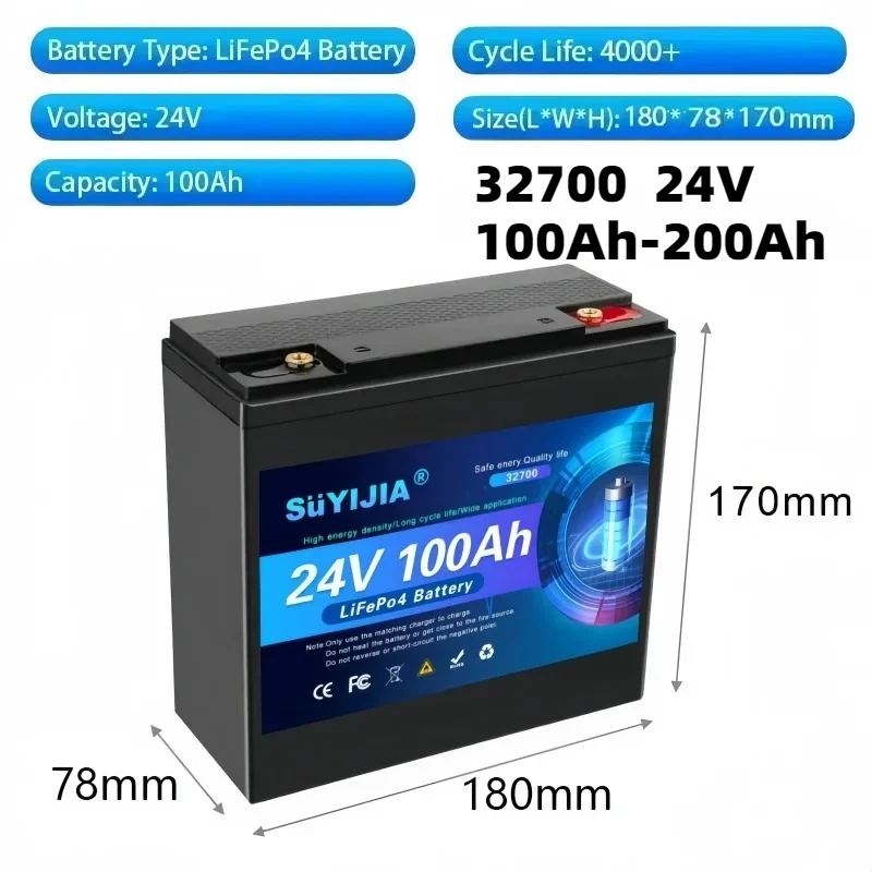 

32700 LiFePO4 24V Battery 100Ah-200Ah Built-in 200A for Solar Off-grid System