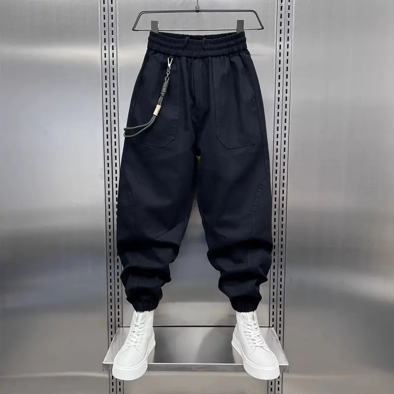 Loose Fit Men's Workwear Pants Cargo Trousers Wide Leg Nine-Tenths Casual Breathable Polyester Spring Autumn Fashion Brand
