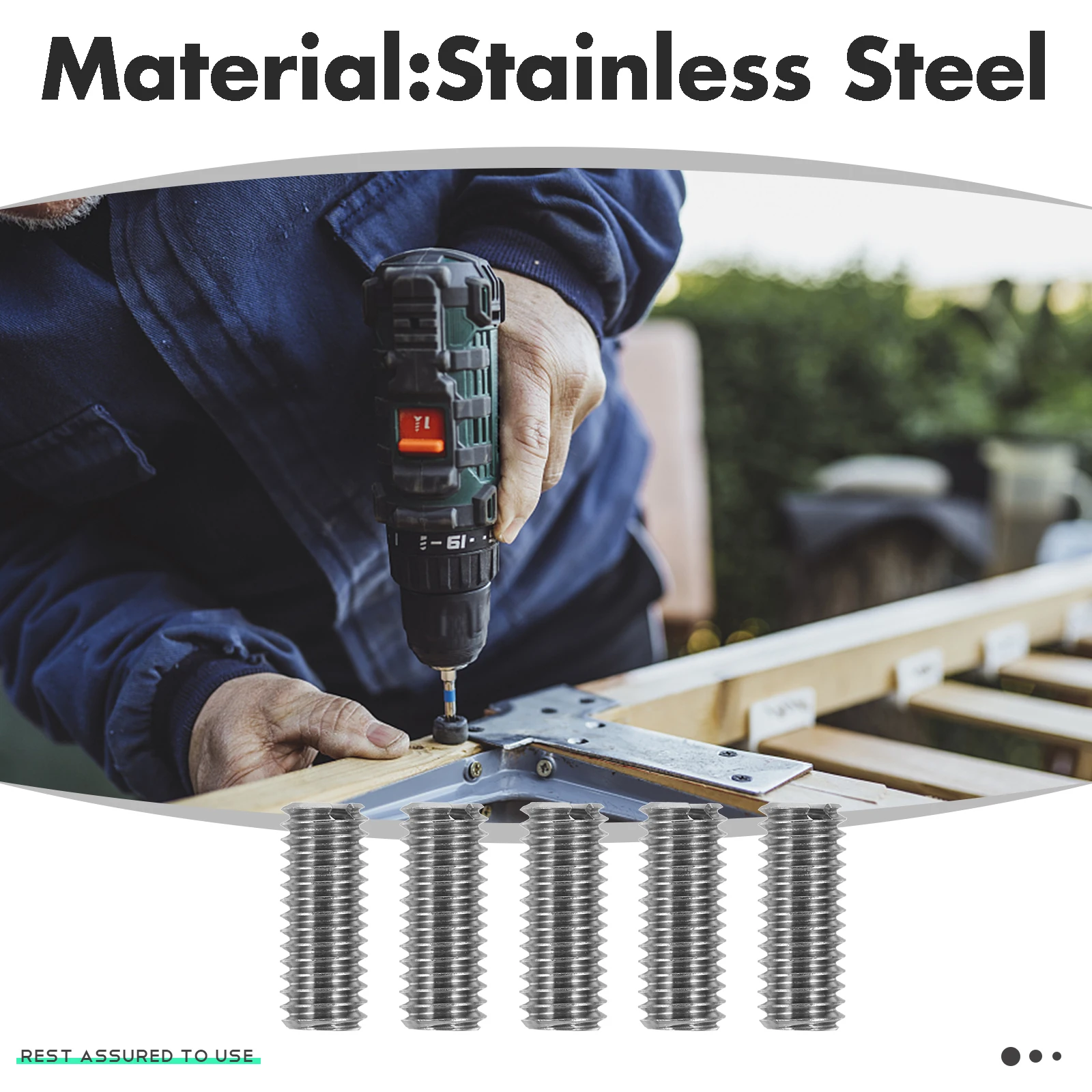 

10Pcs Thread Insert Kit Stainless Steel Anti-Corrosion Threaded Inserts for Furniture Fixing Wear-Resistant Thread Transfer