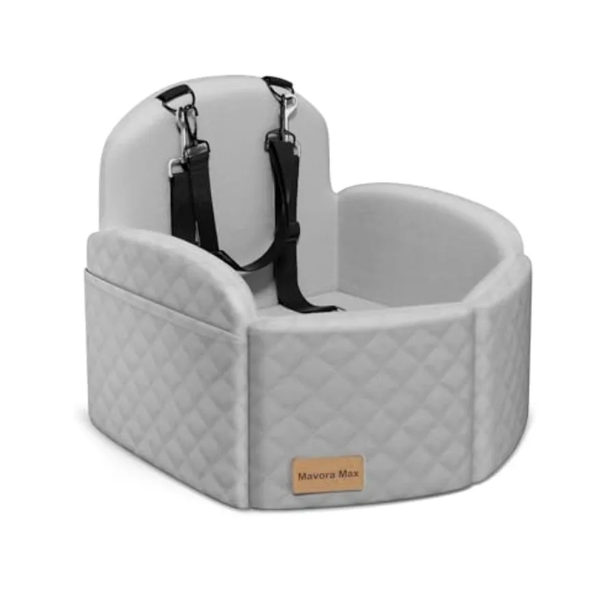 

Автомобильное кресло-подушка для собак мелких и средних пород с эффектом памяти и моющимся чехлом, серое, для безопасных путешествий, с отсеком для хранения