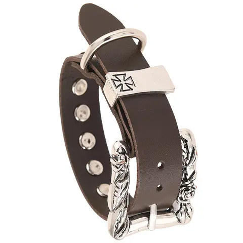 Rock Punk Style Cowhide Leather Bracelet with Rivets - Alloy Large Buckle Cross Pattern Bangle
