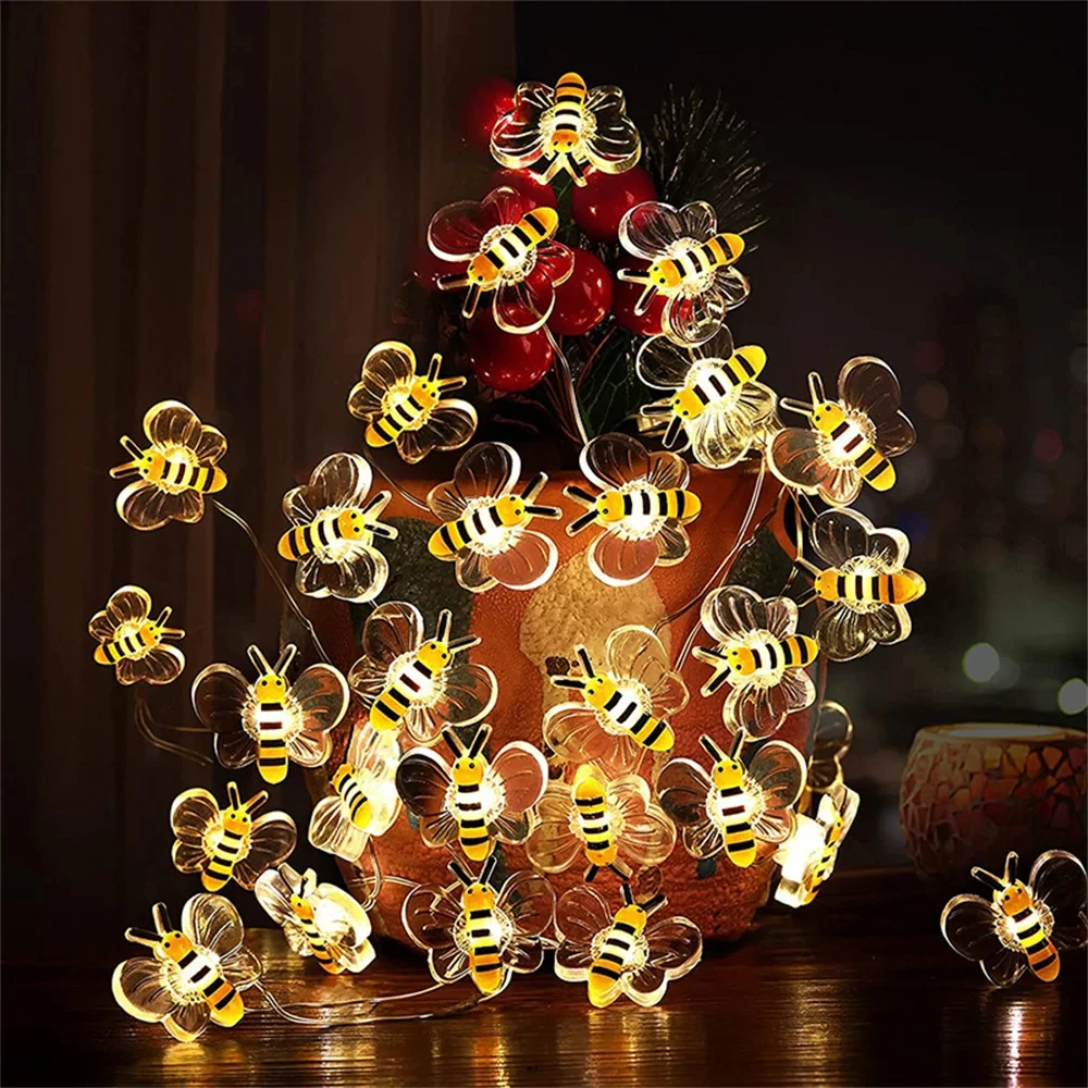 20led BEE Fairy Light Christmas Light Copper Wire String Light Night lamp Waterproof for Wedding Xmas Garland Party Bed Room