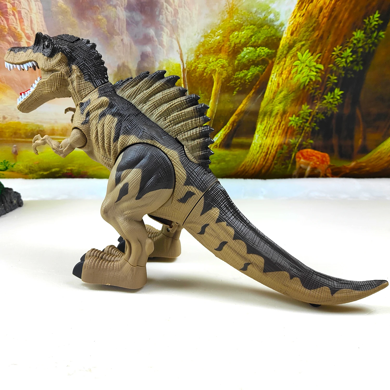 Brinquedo robô dinossauro andando elétrico com luzes led e sons função de pulverização modelo mecânico para crianças presentes aniversário