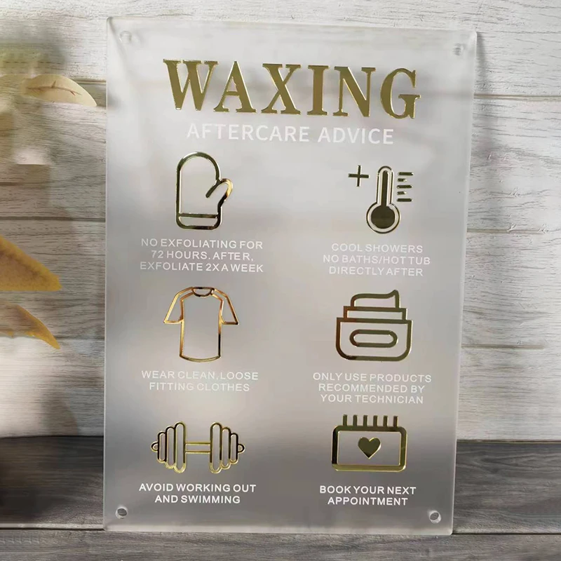 Custom Advice Acrylic Waxing Aftercare Sign A3 Size SPA Beauty Salon sign Aesthetics Decor 3D Perspex Wall Sign