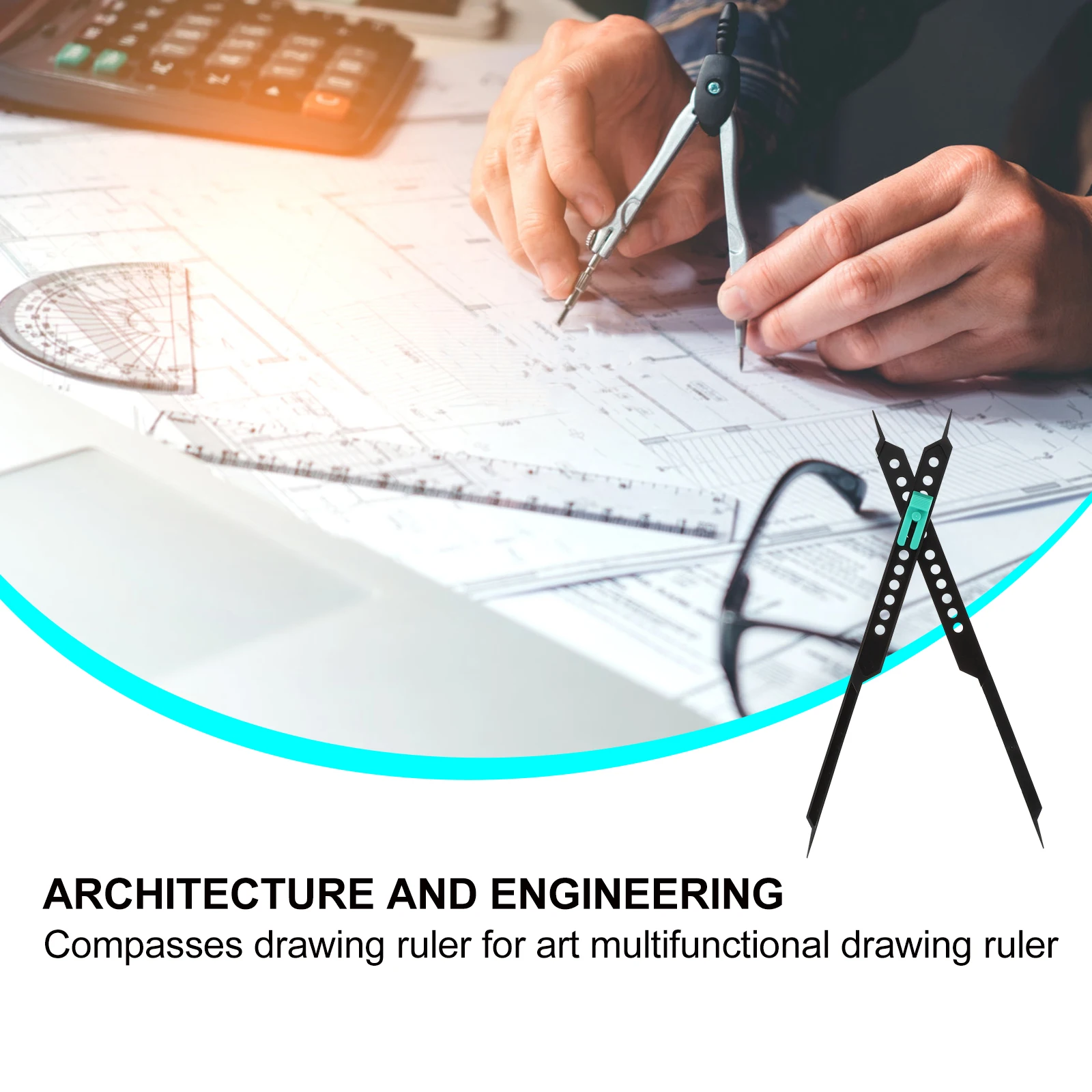 

Plastic Proportional Divider Multifunctional Drawing Ruler Scale Tool Centimeters Circle Adjustable Compass Ruler For Artists