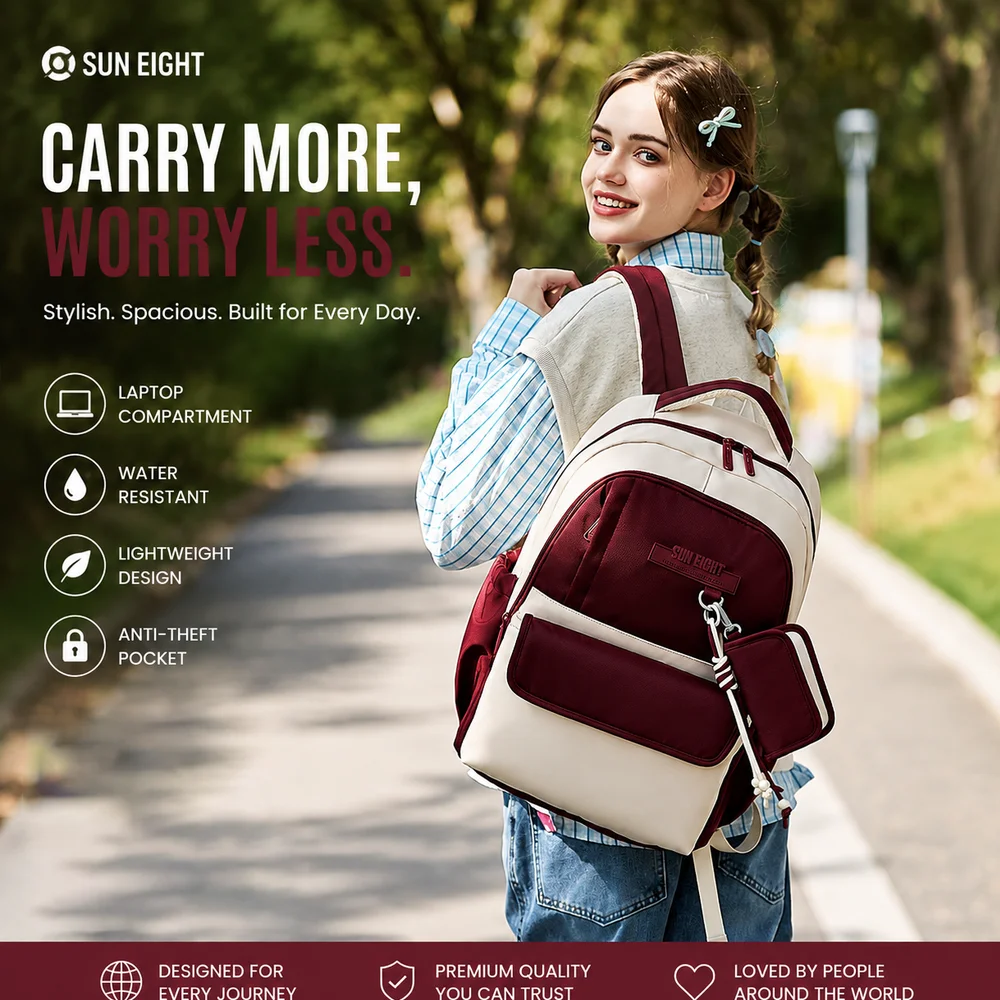 Sun Eight Backpack Waterproof Lightweight Large Capacity Breathable Spine Protection For Men Women Junior College Students 8641