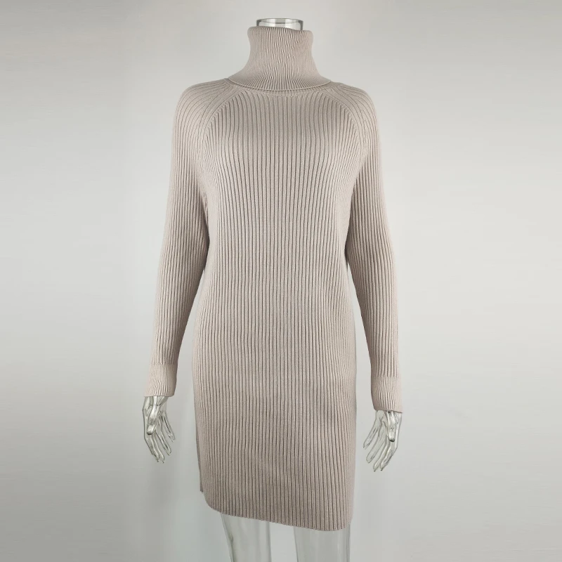 Turtleneck Sweater Dress Woman Long Sleeve Knitted Autumn Winter Dress  Fashion Loose Mini Dress Casual Knitwear - AliExpress 200000345