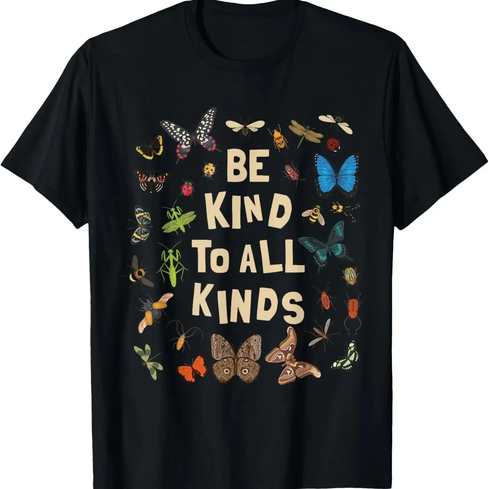 Be Kind to All Kinds Bugs Entomology Insect Lover Design T Shirt vintage Washed Breathable Stylish Unisex designer clothes