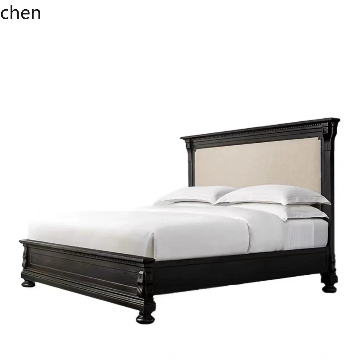 ZML Solid Wood Bed Double Master Bedroom Wedding Bed Furniture Supplies